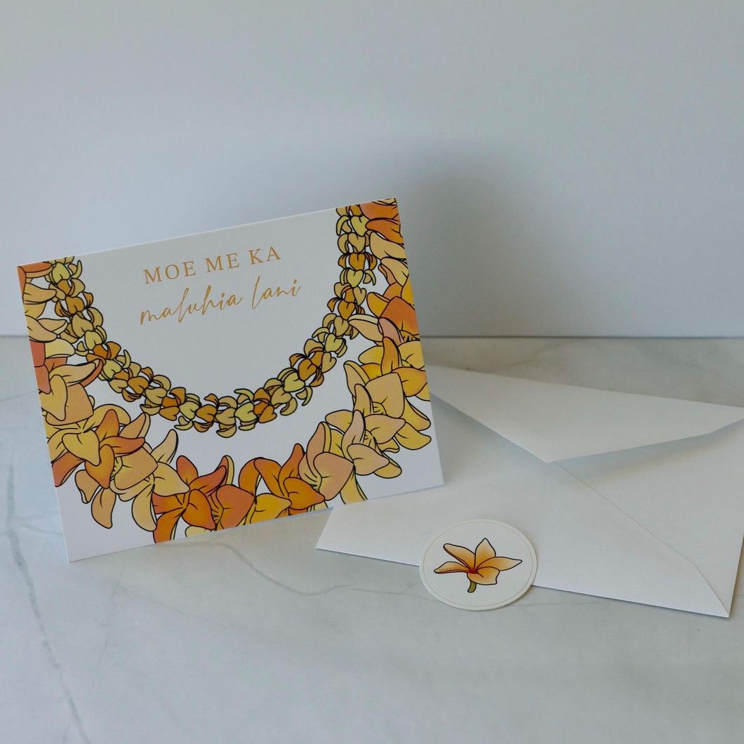 Moe Maluhia (Kenikeni) | Sympathy, Condolences | Single Note Card | Blank Inside