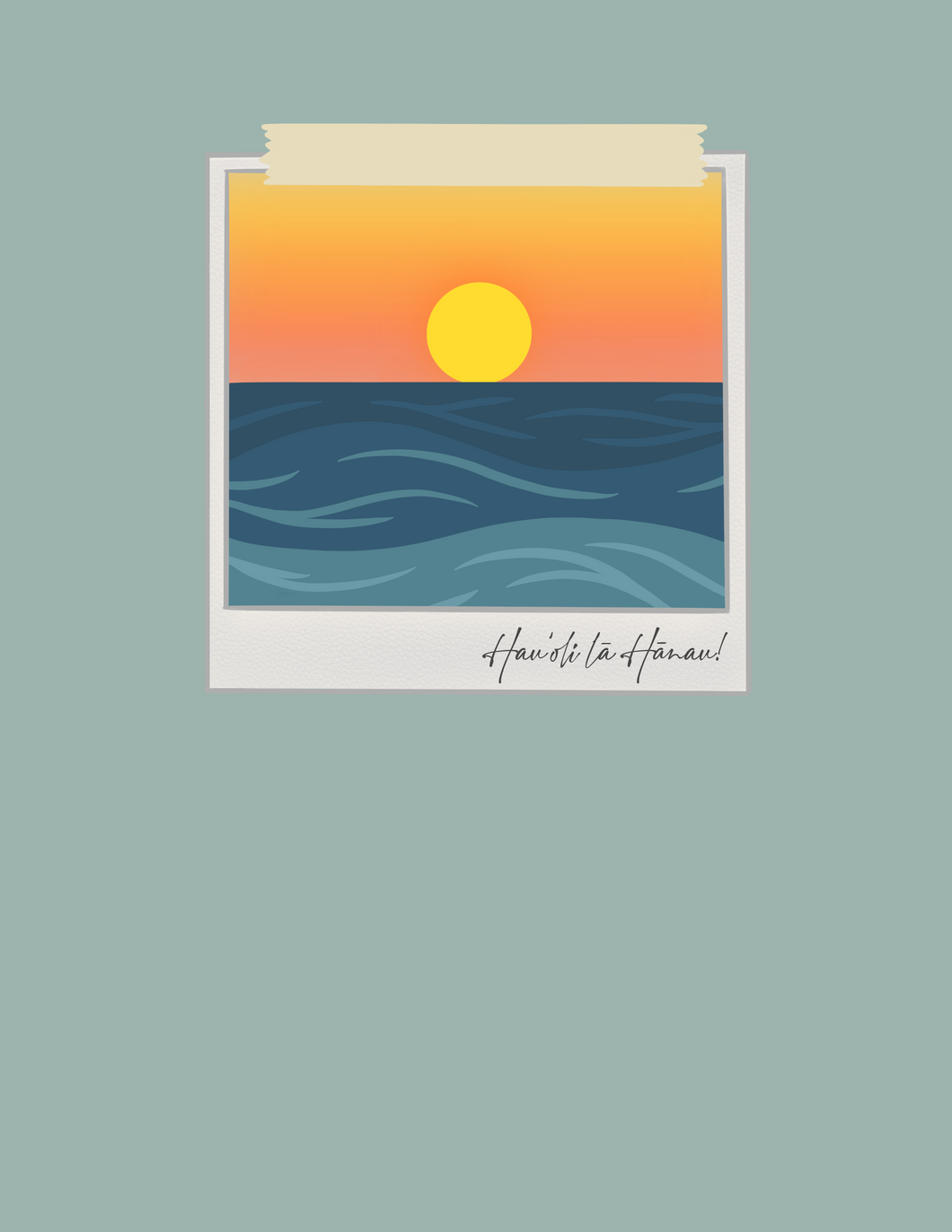 Hau'oli La Hānau (sunset) | Happy Birthday | Single Note Card | Blank Inside