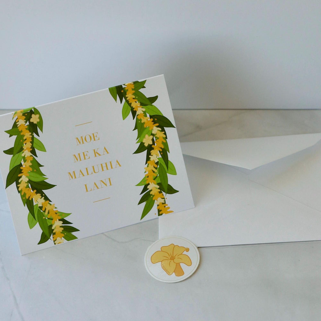 Moe Maluhia (Maile) | Sympathy, Condolences | Single Note Card | Blank Inside