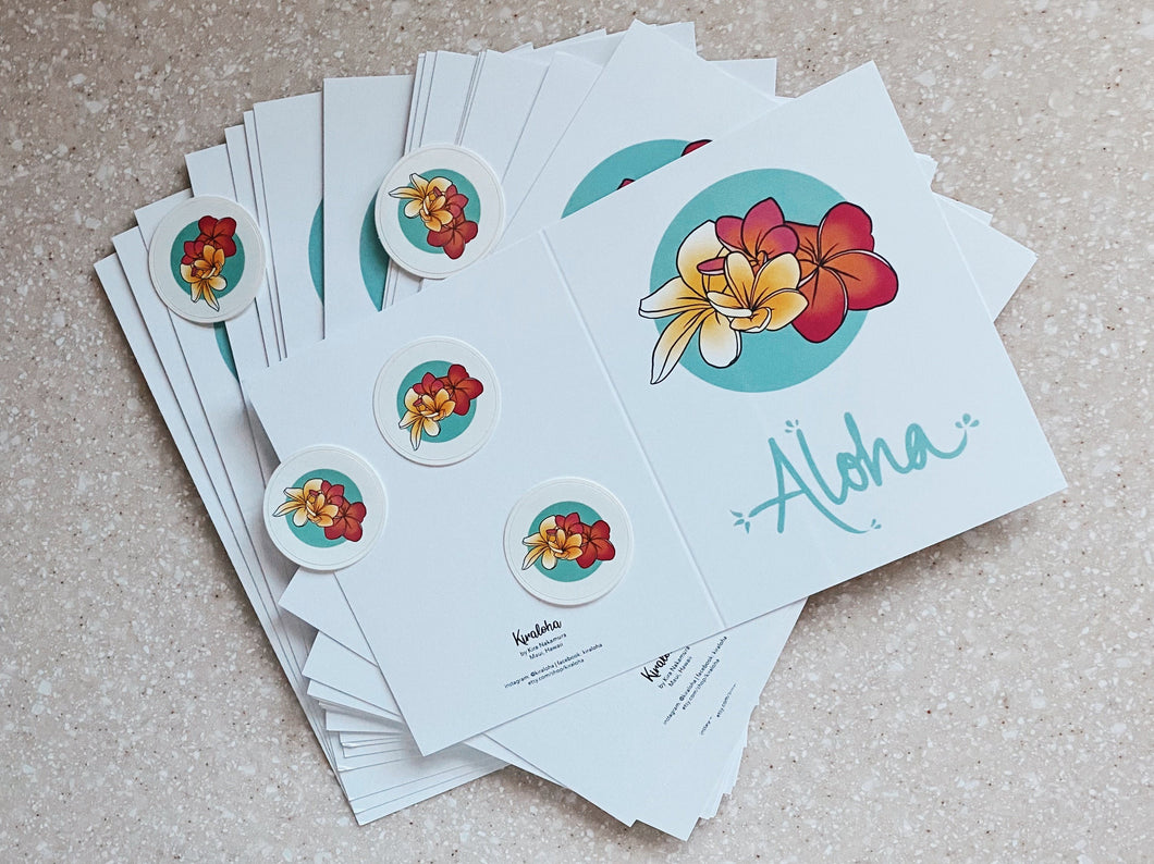 Aloha Melia | Just Because, Thinking of You | Single Note Card | Blank Inside